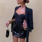 Madoc | Women's High-Waisted Sequin Mini Skirt