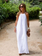 Denisa | Women's Halter Neck A-Line Maxi Dress
