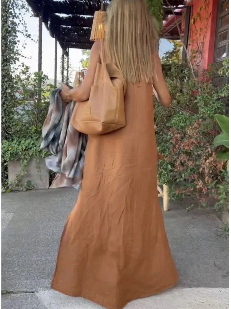 Denisa | Women's Halter Neck A-Line Maxi Dress