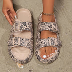 Marlowe | Women's Double Buckle Slides with Palm Print