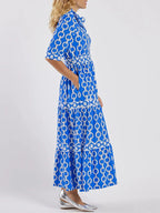 Kira | Women's Chain Print V-Neck Tiered Maxi Dress
