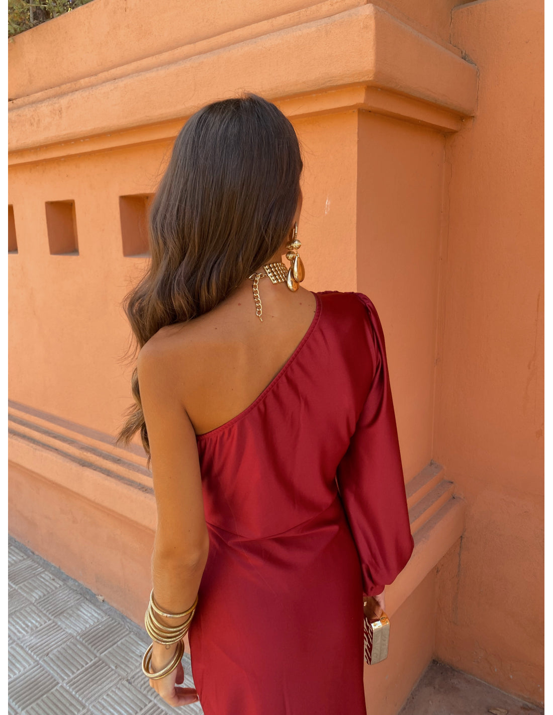 Freya | Women's One Shoulder Twist Knot Long Sleeve Midi Dress