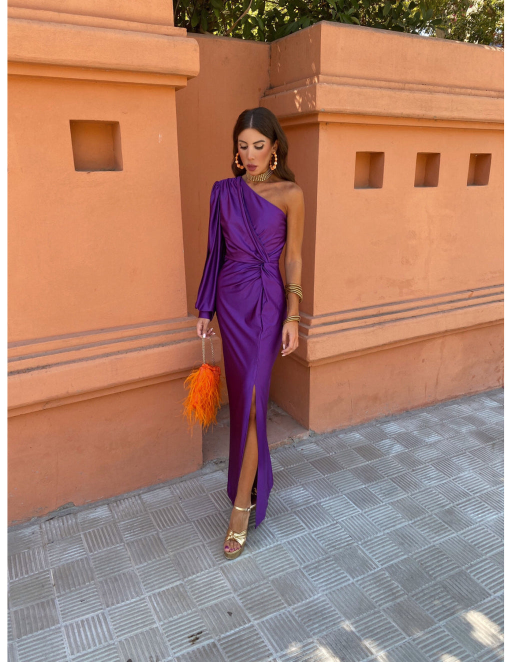 Freya | Women's One Shoulder Twist Knot Long Sleeve Midi Dress