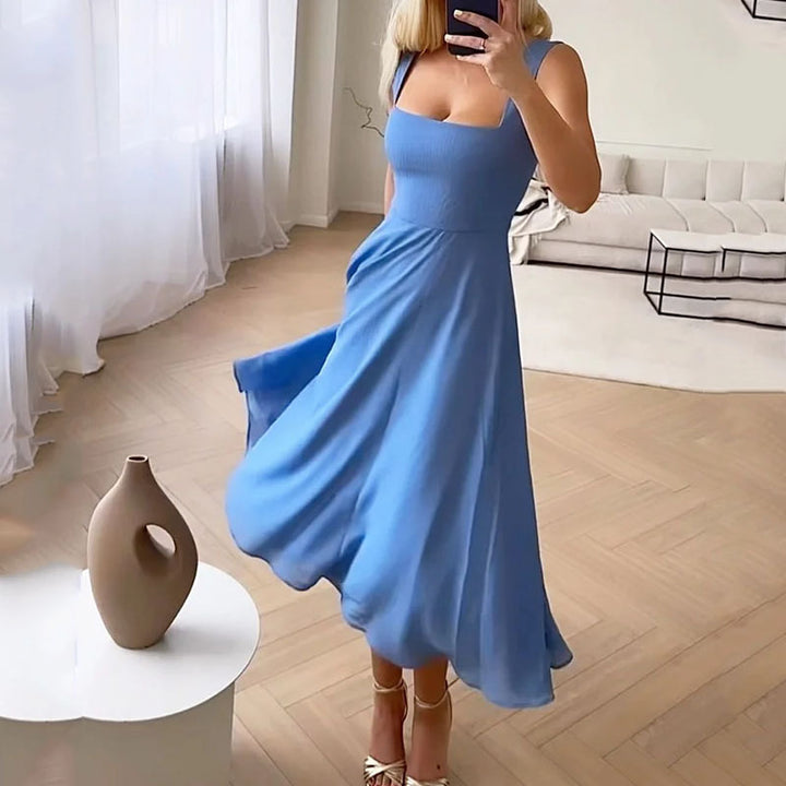 Orsolya | Women's Square Neck Sleeveless A-Line Midi Sundress