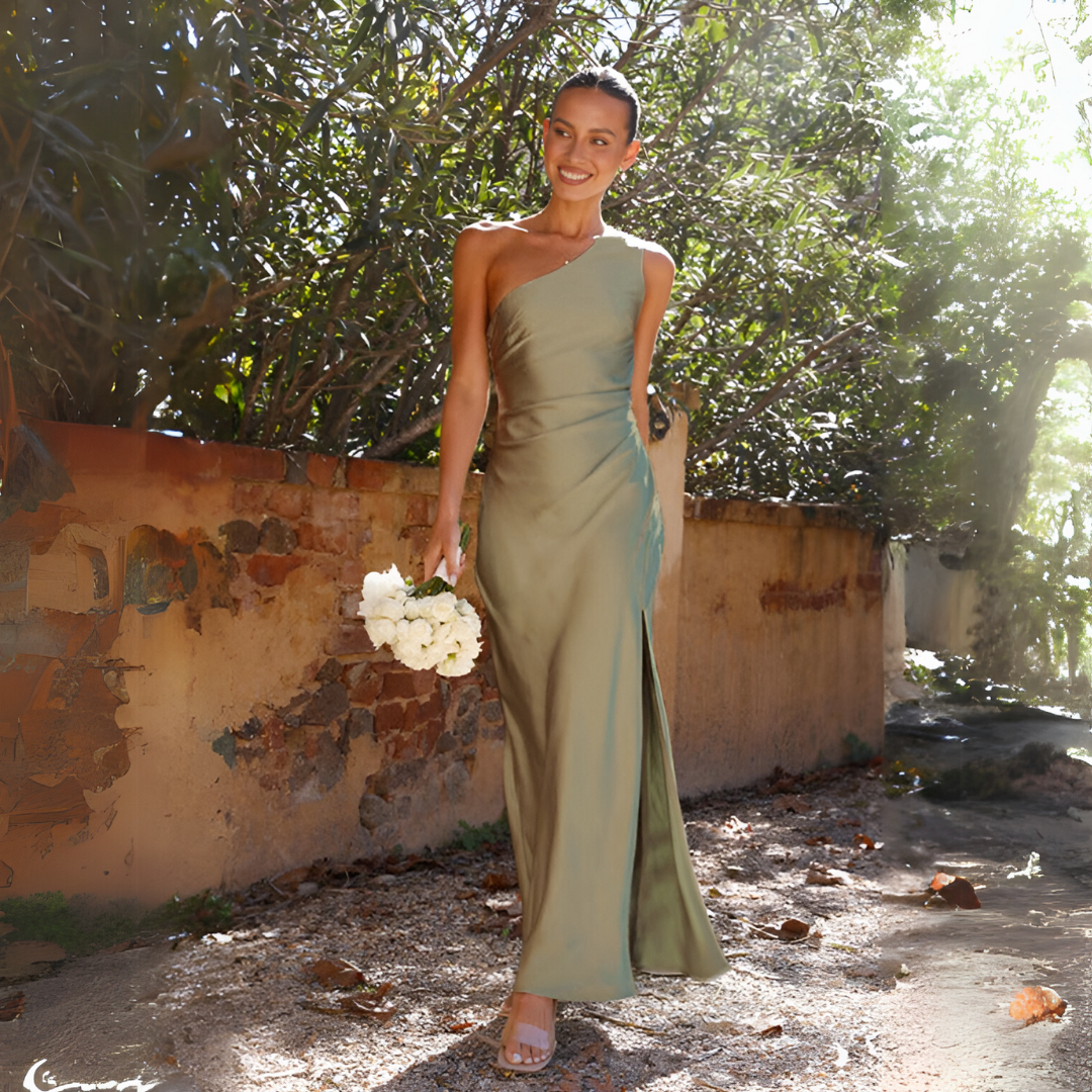 Francesca | Women's Elegant One Shoulder High Slit Maxi Dress