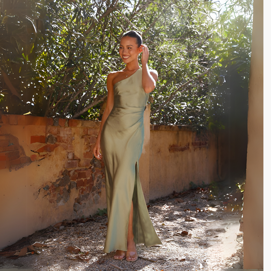 Francesca | Women's Elegant One Shoulder High Slit Maxi Dress