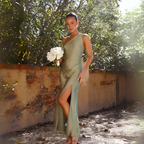 Francesca | Women's Elegant One Shoulder High Slit Maxi Dress
