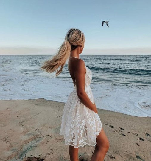 Astrid | Women's Embroidered V-Neck Mini Dress