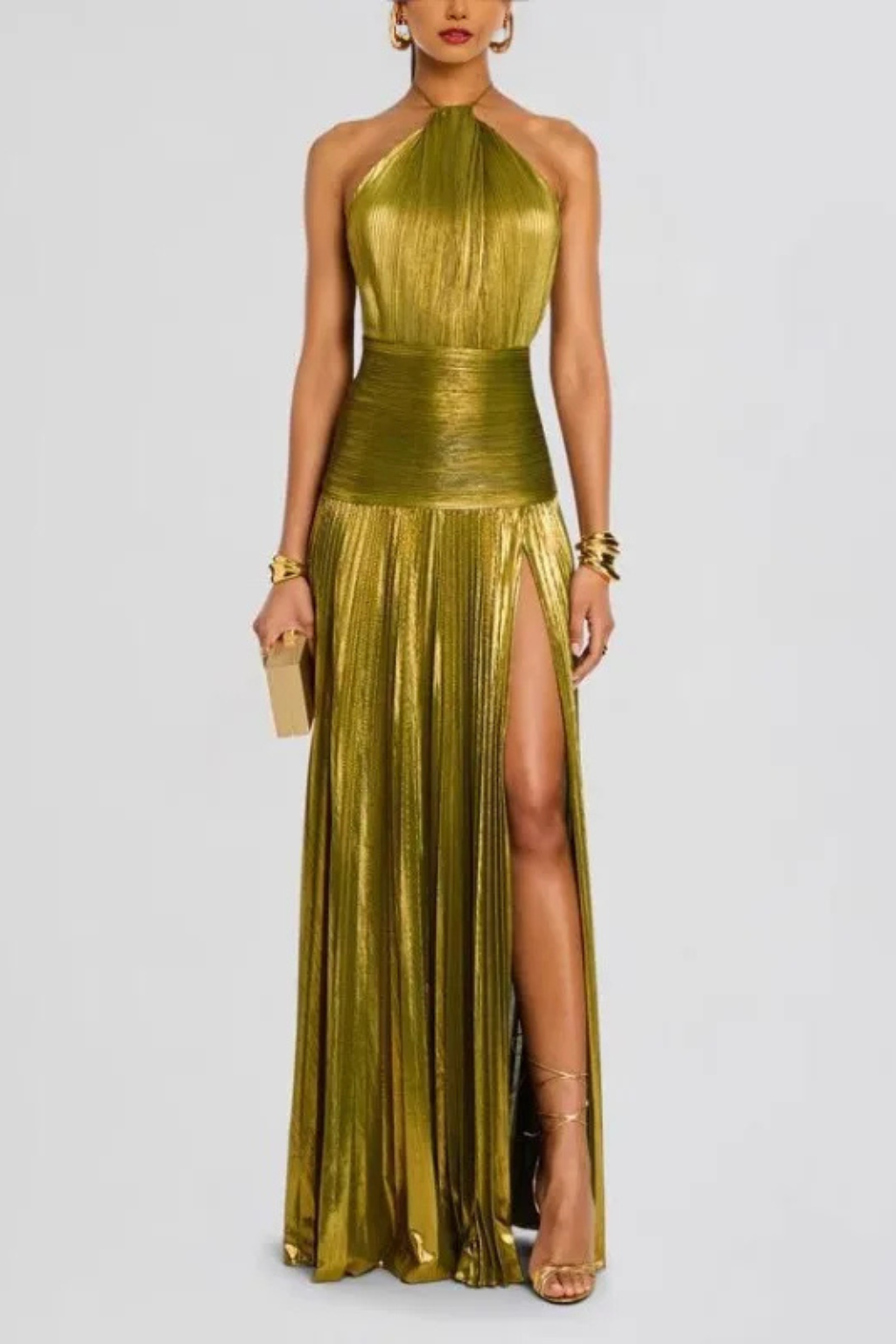 Mirabel | Women's Halter Neck Pleated Maxi Dress