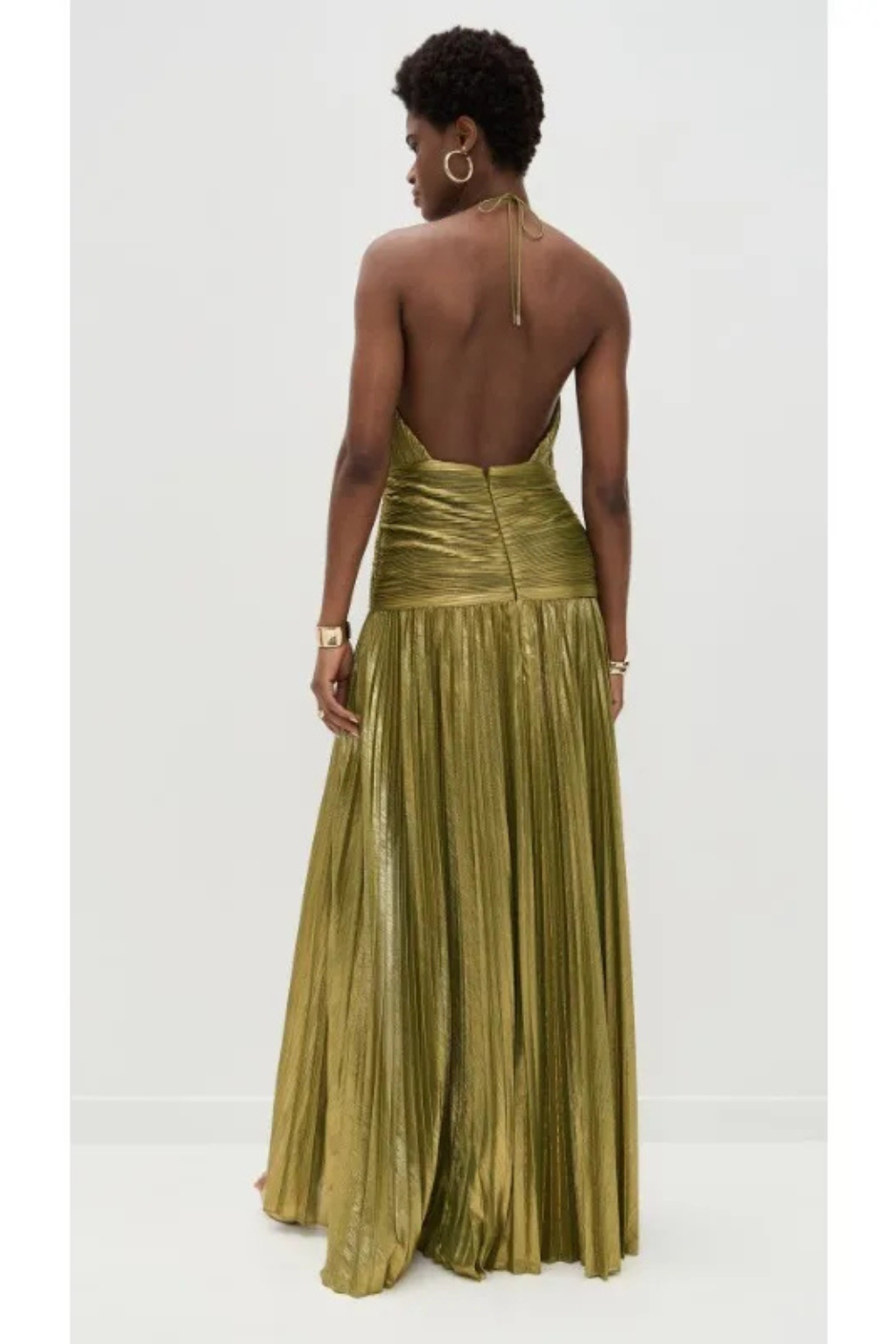 Mirabel | Women's Halter Neck Pleated Maxi Dress