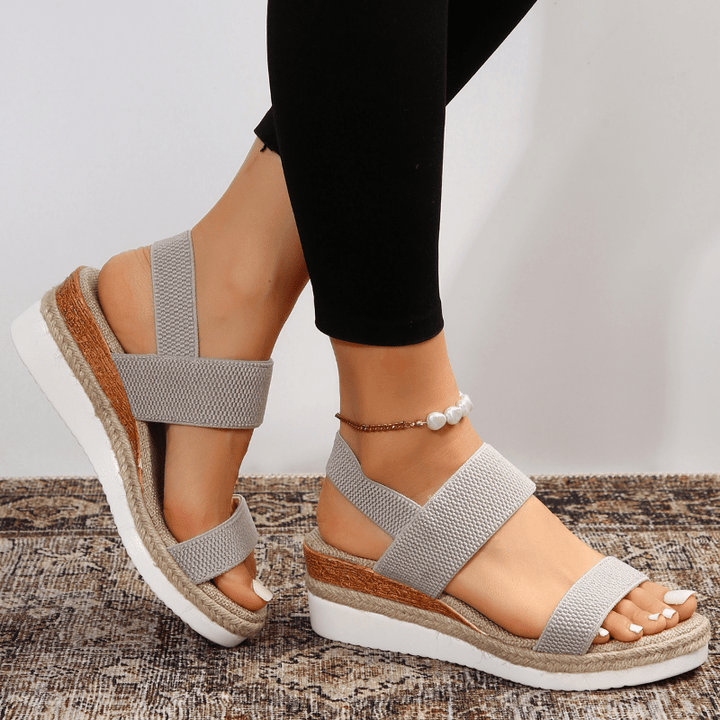 Faelune | Women's Stretch Strap Espadrille Platform Sandals