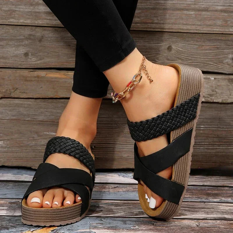 Leocadia | Women's Woven Cross Strap Platform Sandals