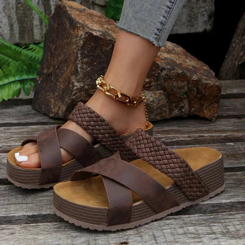 Leocadia | Women's Woven Cross Strap Platform Sandals
