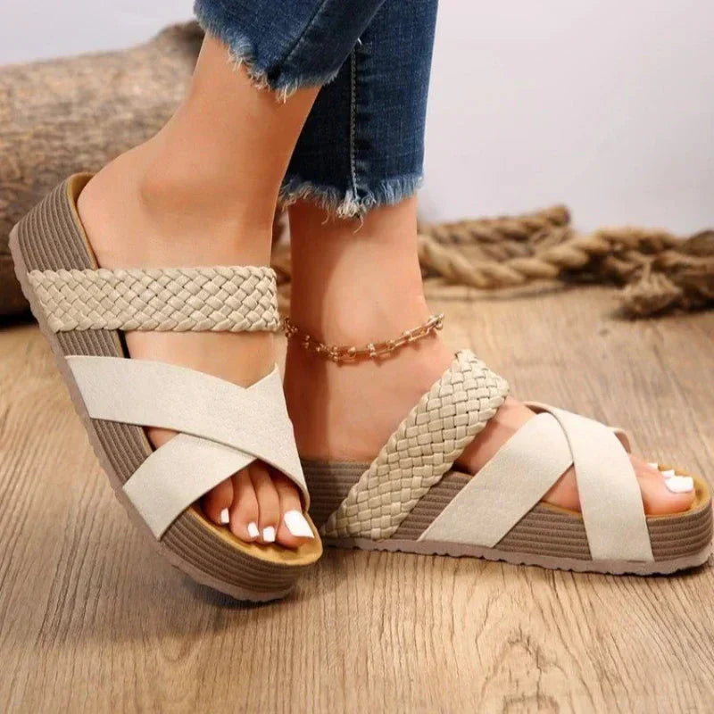 Leocadia | Women's Woven Cross Strap Platform Sandals