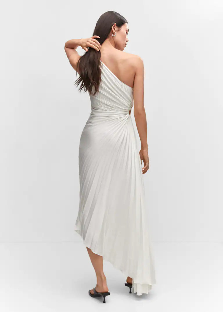 Lorinda | Women's Pleated One Shoulder Midi Dress