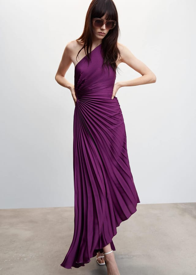 Lorinda | Women's Pleated One Shoulder Midi Dress
