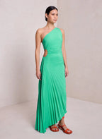 Lorinda | Women's Pleated One Shoulder Midi Dress