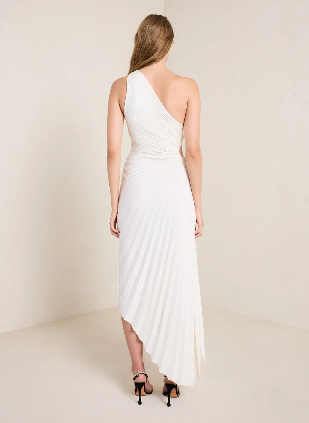 Lorinda | Women's Pleated One Shoulder Midi Dress