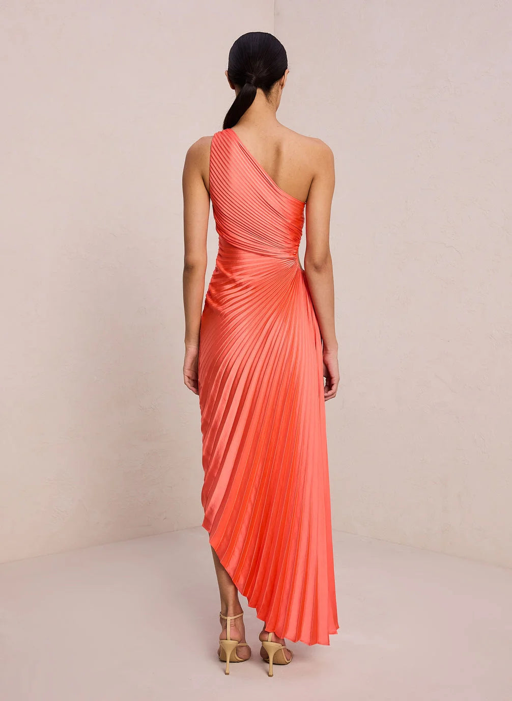Lorinda | Women's Pleated One Shoulder Midi Dress