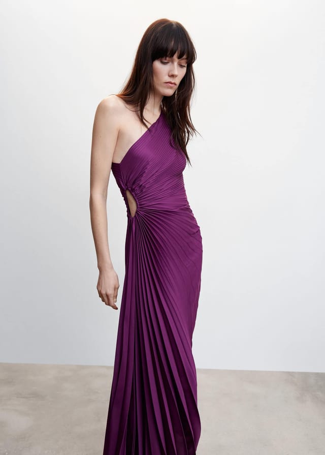 Lorinda | Women's Pleated One Shoulder Midi Dress