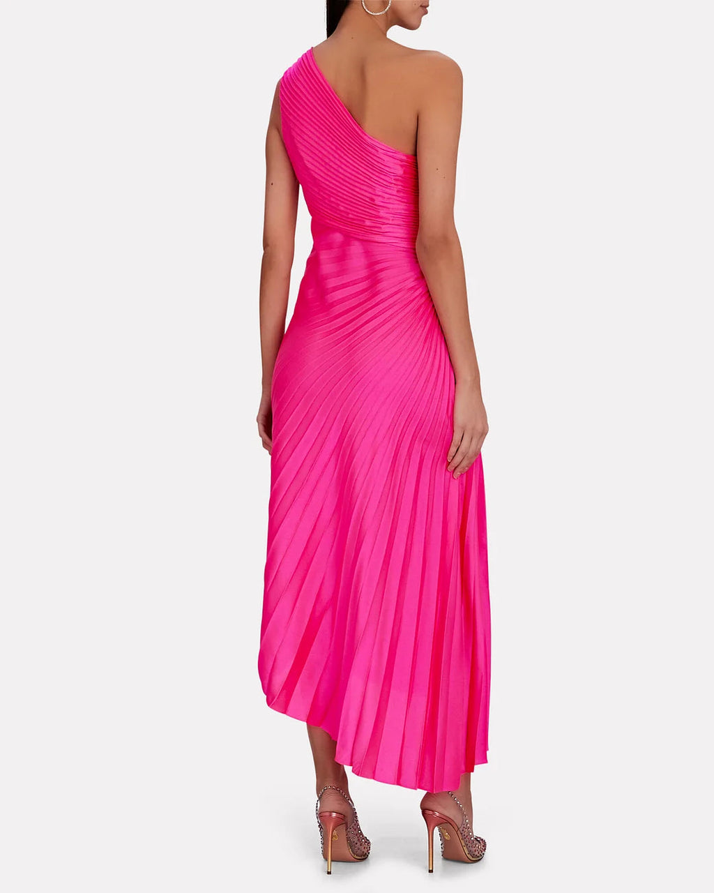 Lorinda | Women's Pleated One Shoulder Midi Dress
