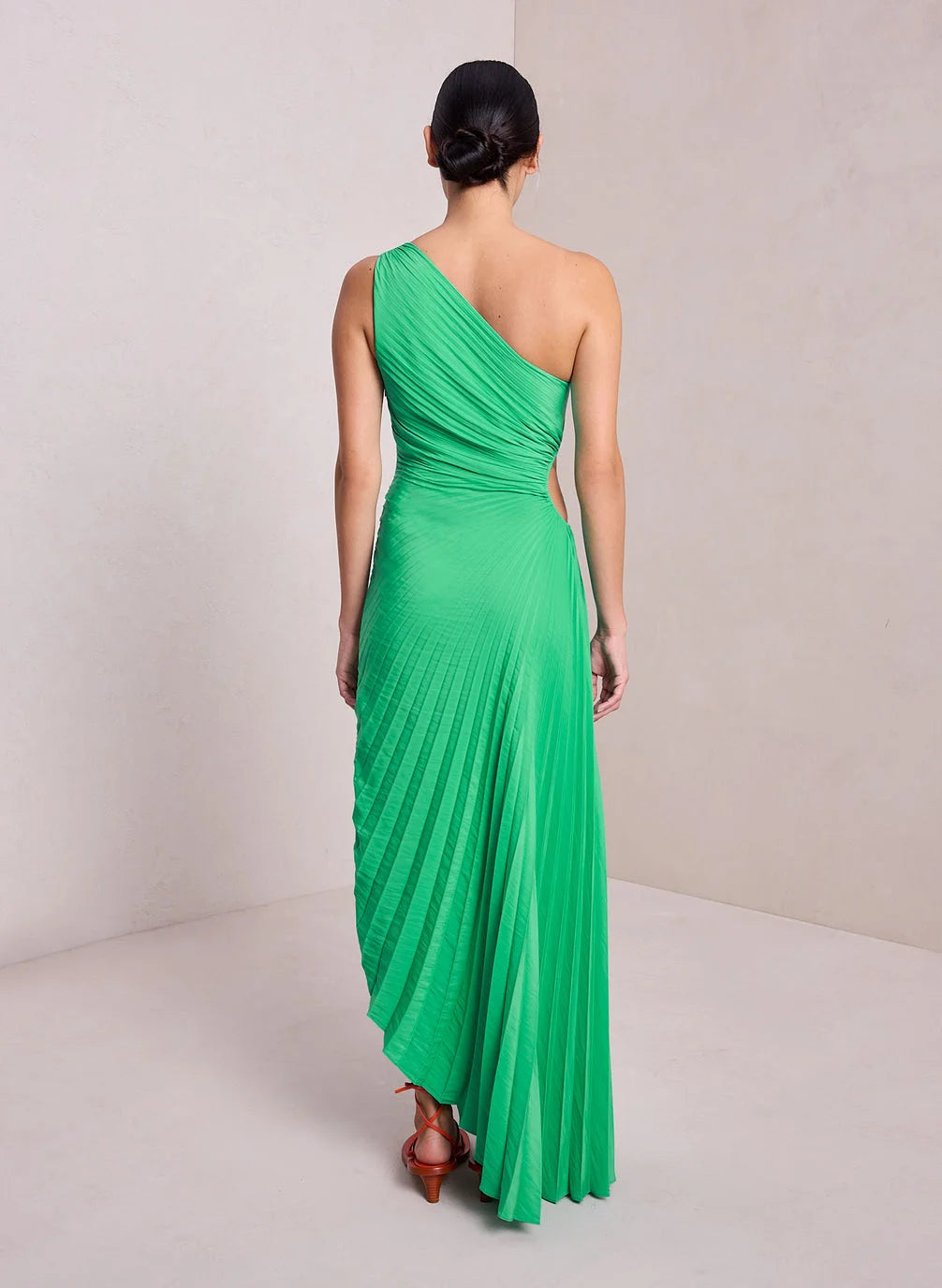 Lorinda | Women's Pleated One Shoulder Midi Dress