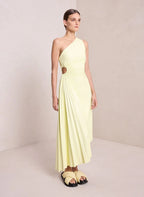 Lorinda | Women's Pleated One Shoulder Midi Dress