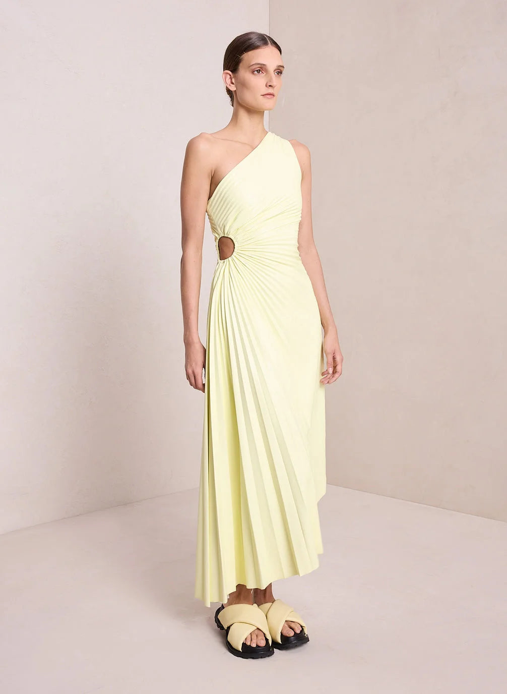 Lorinda | Women's Pleated One Shoulder Midi Dress