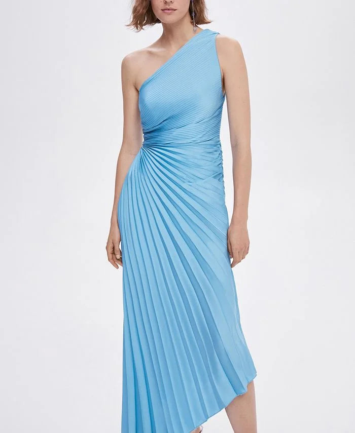 Lorinda | Women's Pleated One Shoulder Midi Dress