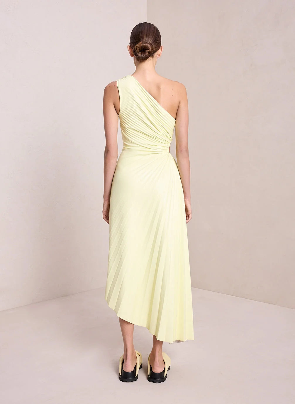 Lorinda | Women's Pleated One Shoulder Midi Dress
