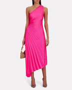 Lorinda | Women's Pleated One Shoulder Midi Dress