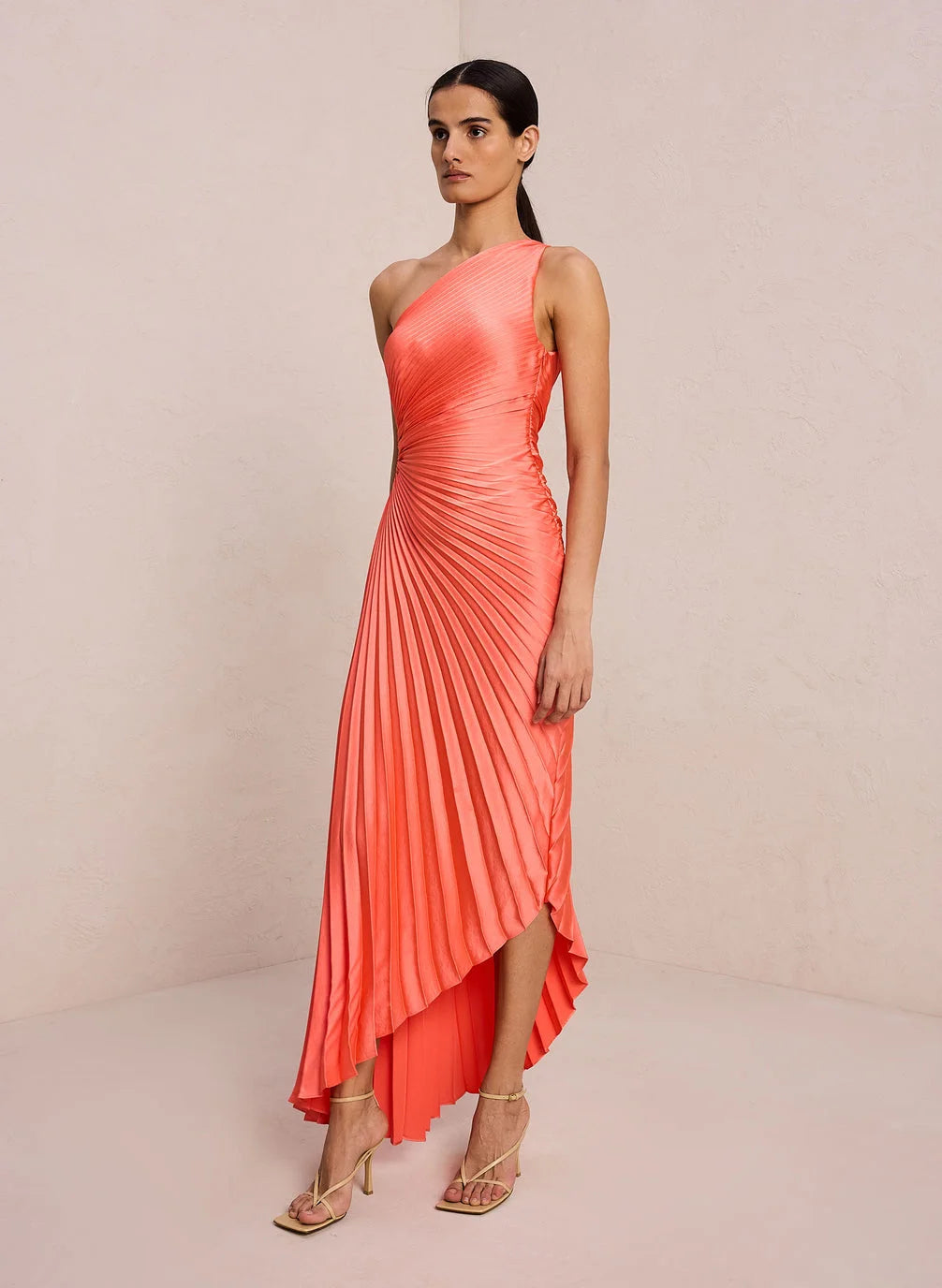 Lorinda | Women's Pleated One Shoulder Midi Dress
