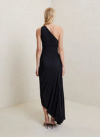 Lorinda | Women's Pleated One Shoulder Midi Dress