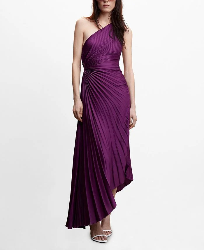 Lorinda | Women's Pleated One Shoulder Midi Dress