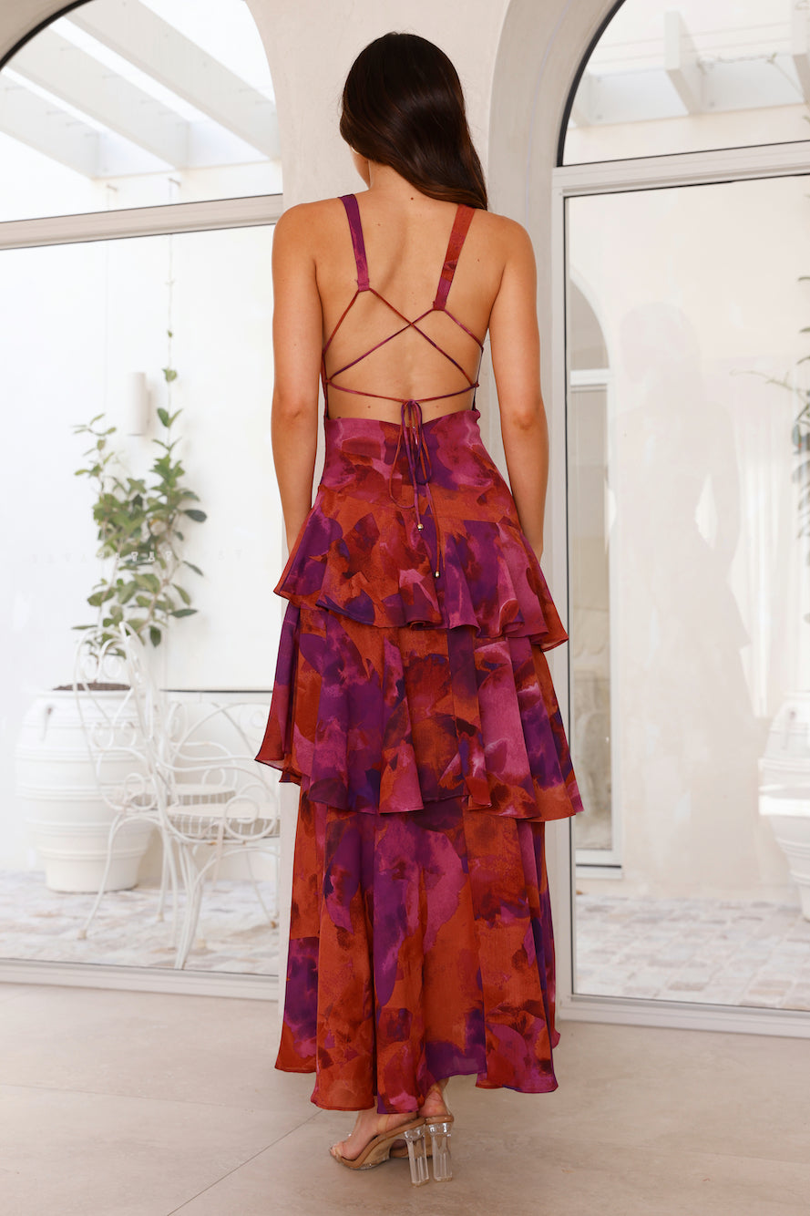 Lourdes | Women's Floral Tiered Ruffle V-Neck Maxi Dress