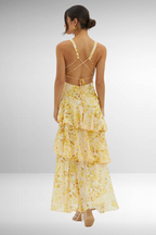 Lourdes | Women's Floral Tiered Ruffle V-Neck Maxi Dress