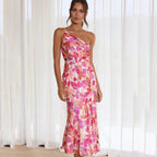Amadea | Women's Floral One Shoulder Midi Dress