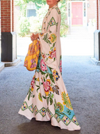 Dorothy | Women's Bold Floral Print Long Sleeve Kaftan Maxi Dress