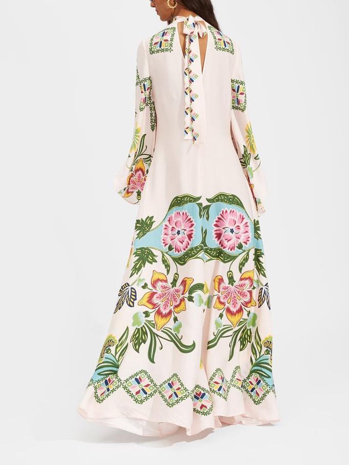Dorothy | Women's Bold Floral Print Long Sleeve Kaftan Maxi Dress
