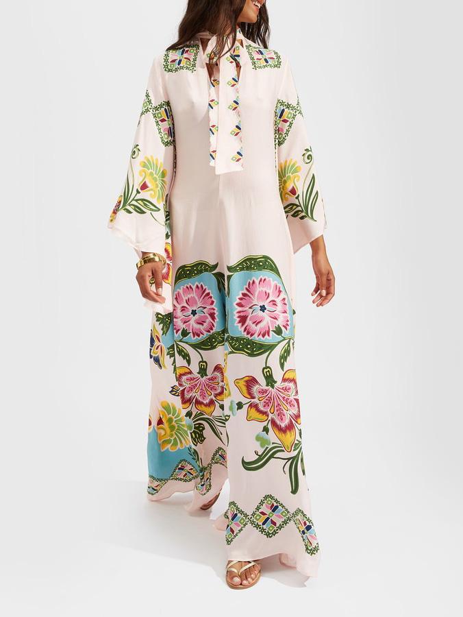 Dorothy | Women's Bold Floral Print Long Sleeve Kaftan Maxi Dress