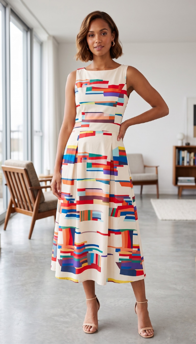 Rhiannon | Women's Sleeveless A-Line Midi Dress