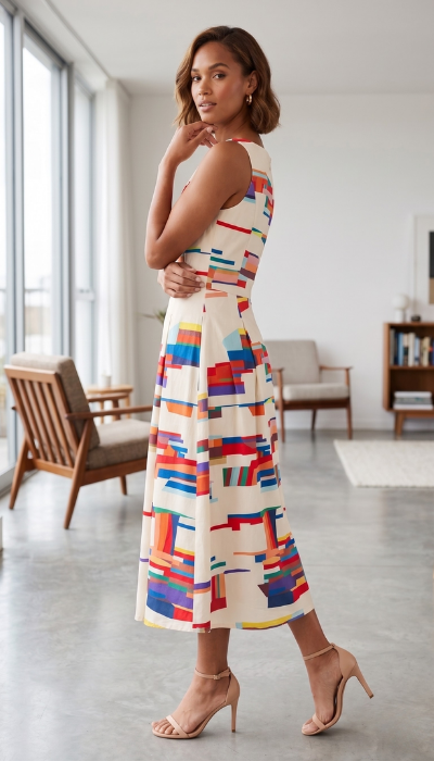 Rhiannon | Women's Sleeveless A-Line Midi Dress