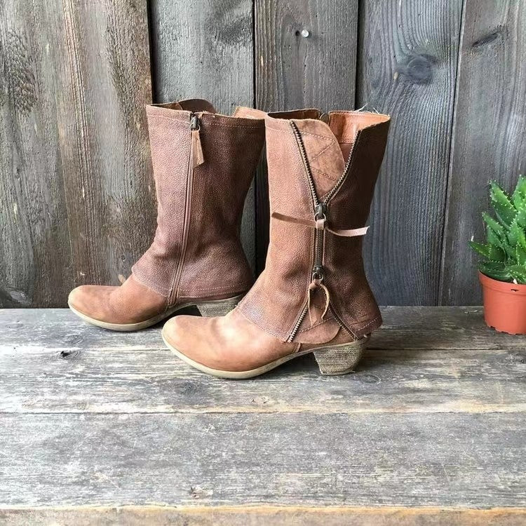 Noreia | Women's Stylish Side Zip Mid-Calf Boots