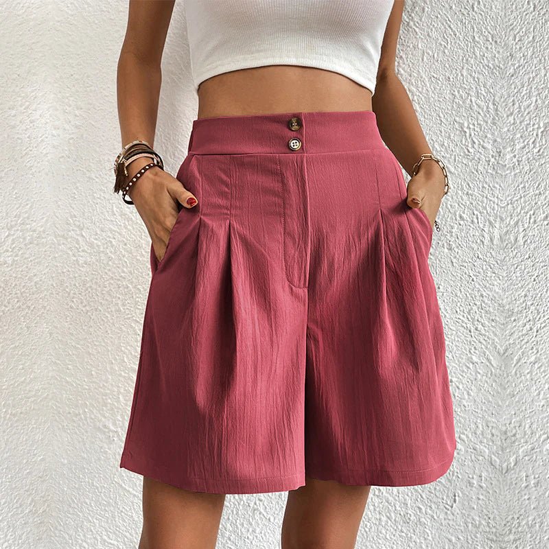 Rue | Women's High Waist Pleated Wide Leg Shorts