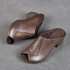 Oleanna | Women's Peep Toe Block Heel Mule Sandals