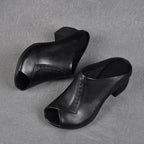 Oleanna | Women's Peep Toe Block Heel Mule Sandals
