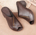 Oleanna | Women's Peep Toe Block Heel Mule Sandals