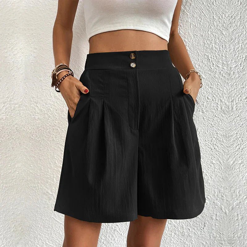Rue | Women's High Waist Pleated Wide Leg Shorts