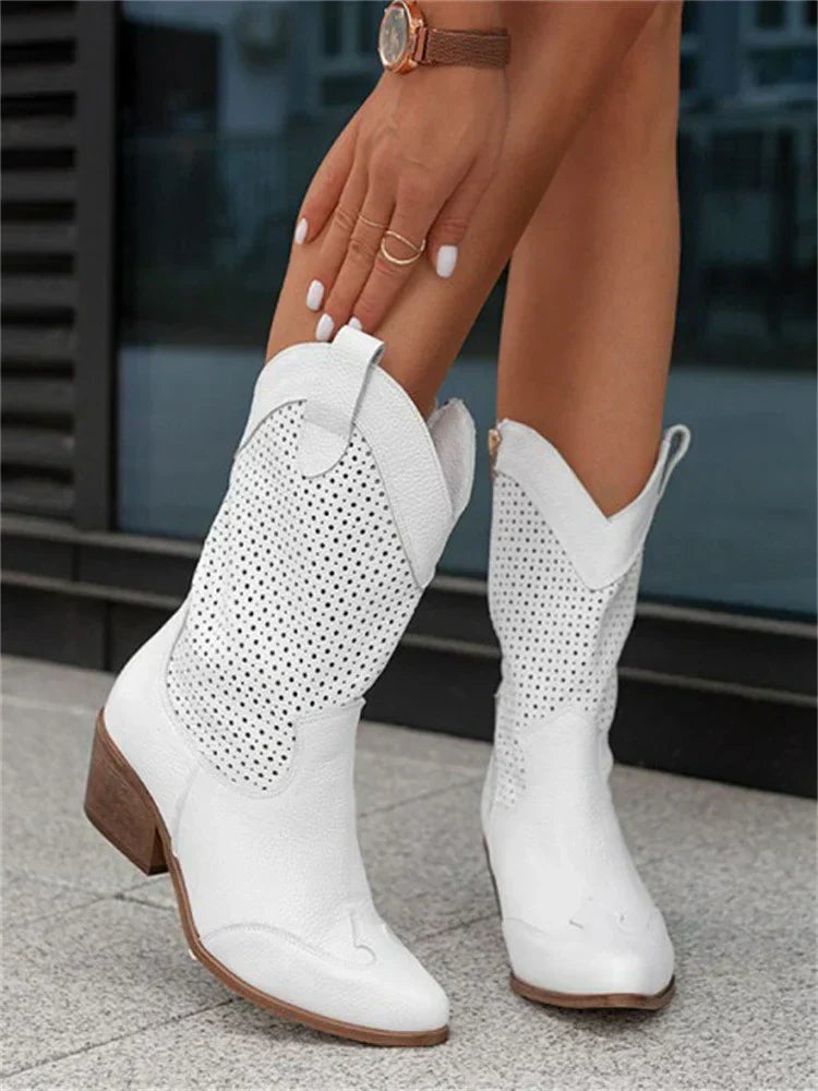 Ophelia | Women's Perforated Ankle Cowboy Boots