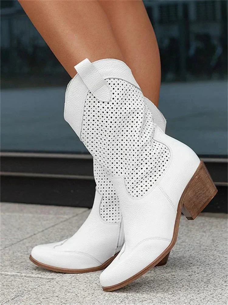 Ophelia | Women's Perforated Ankle Cowboy Boots